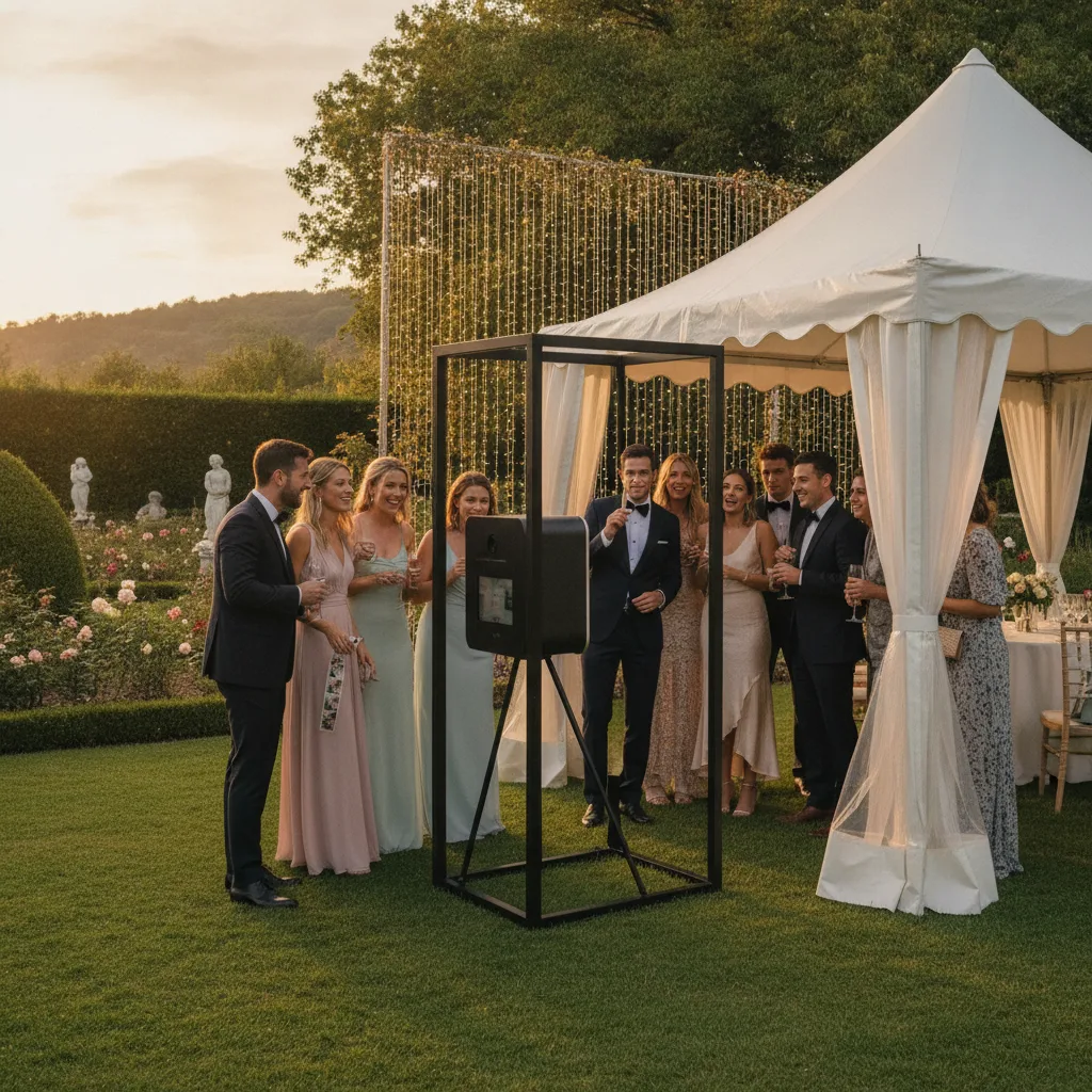 Photobooth mariage extérieur jardin, installation 2026 - photobooth mariage exterieur jardin